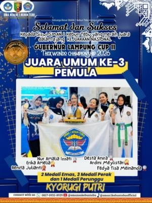 Taekwondo Lampung: SMAN 1 Kebun Tebu Juara Umum Ke-3
