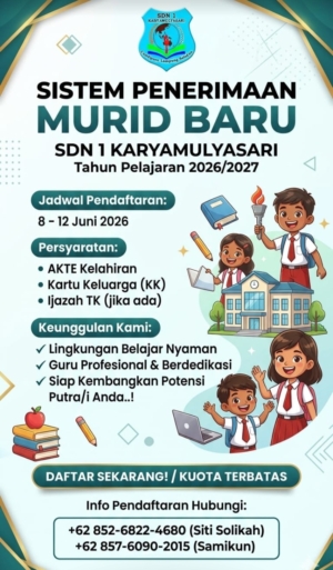 Sistem Penerimaan Murid Baru SDN 1 Karyamulyasari Dibuka