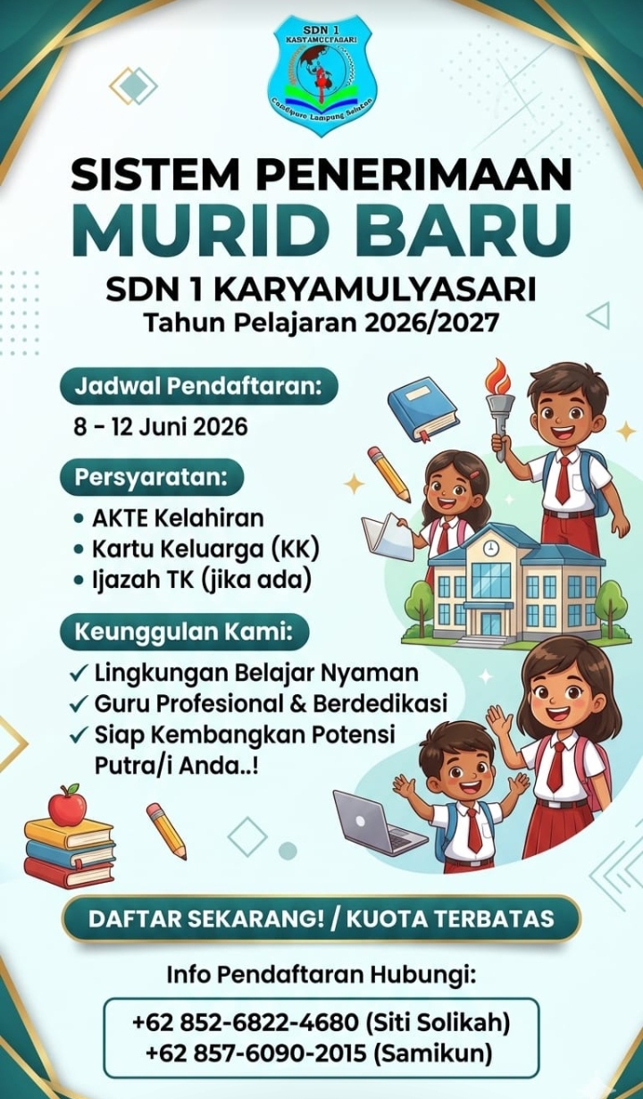 Sistem Penerimaan Murid Baru SDN 1 Karyamulyasari Dibuka
