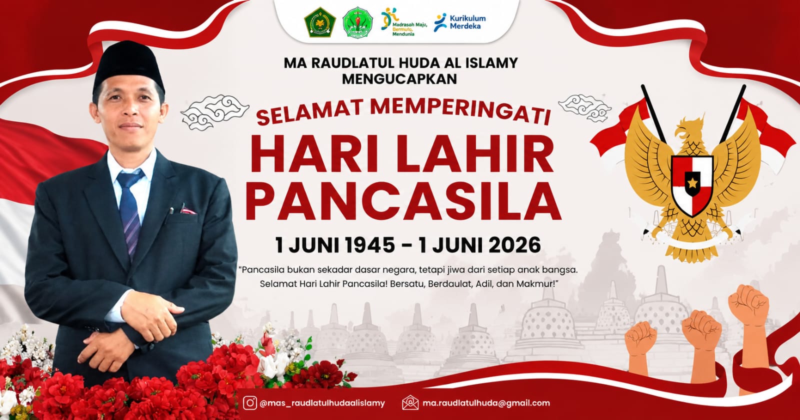 Hari Lahir Pancasila 2026, MA Raudlatul Huda Al Islamy Sampaikan Ucapan Nasional