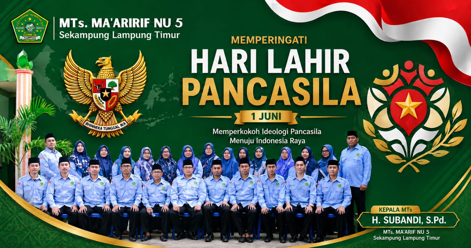 Hari Lahir Pancasila Diperingati MTs Ma’arif NU 5 Sekampung