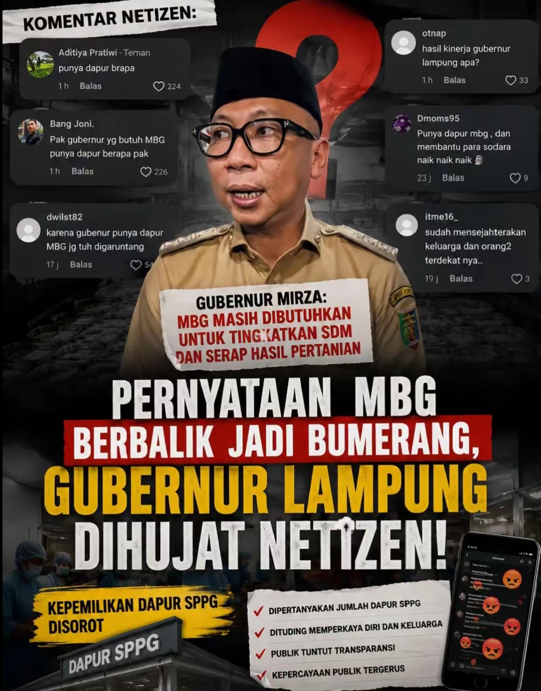 Pernyataan MBG Gubernur Lampung Berbalik Jadi Bumerang