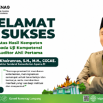 Auditor Kompeten, Khairunnas Ucapkan Selamat dan Sukses