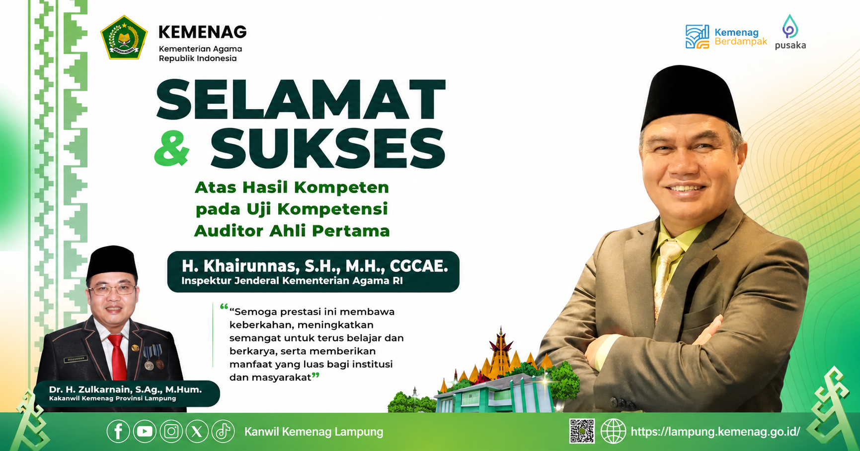 Auditor Kompeten, Khairunnas Ucapkan Selamat dan Sukses