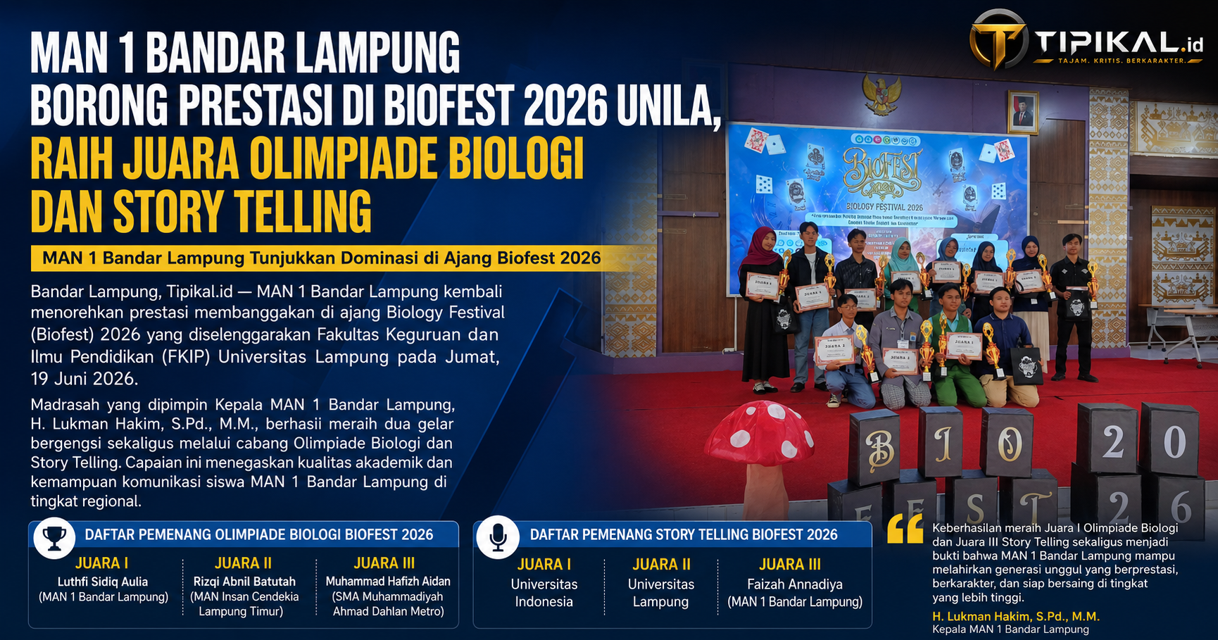 MAN 1 Bandar Lampung Borong Prestasi di Biofest 2026