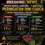 Peringatan Dini Cuaca BMKG Lampung untuk Tanggamus dan Pesisir Barat