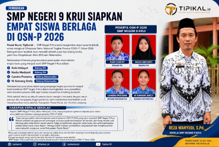 OSN-P 2026: SMP Negeri 9 Krui Kirim Empat Siswa Berprestasi
