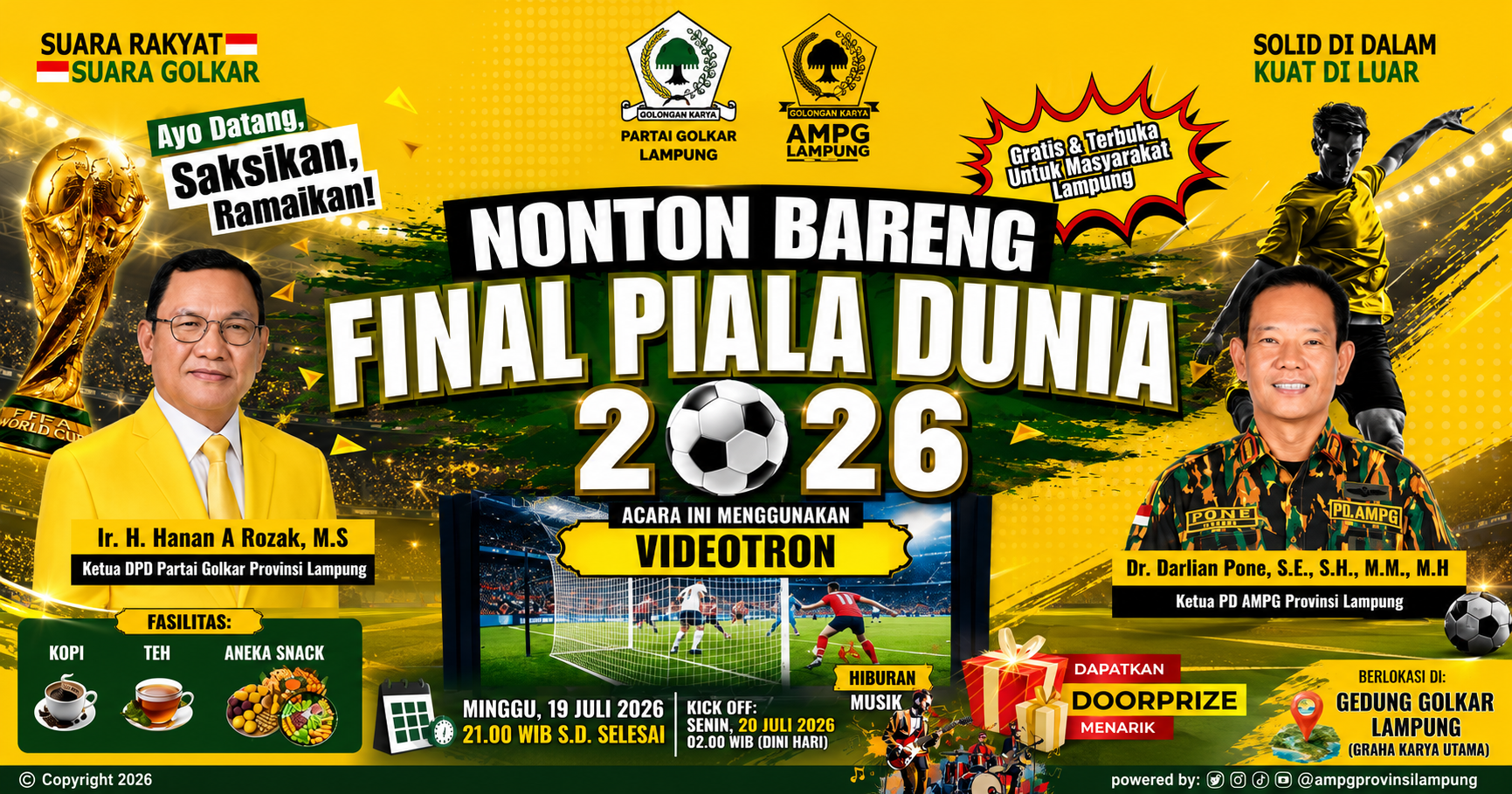 Nobar Final Piala Dunia 2026 Digelar Golkar Lampung