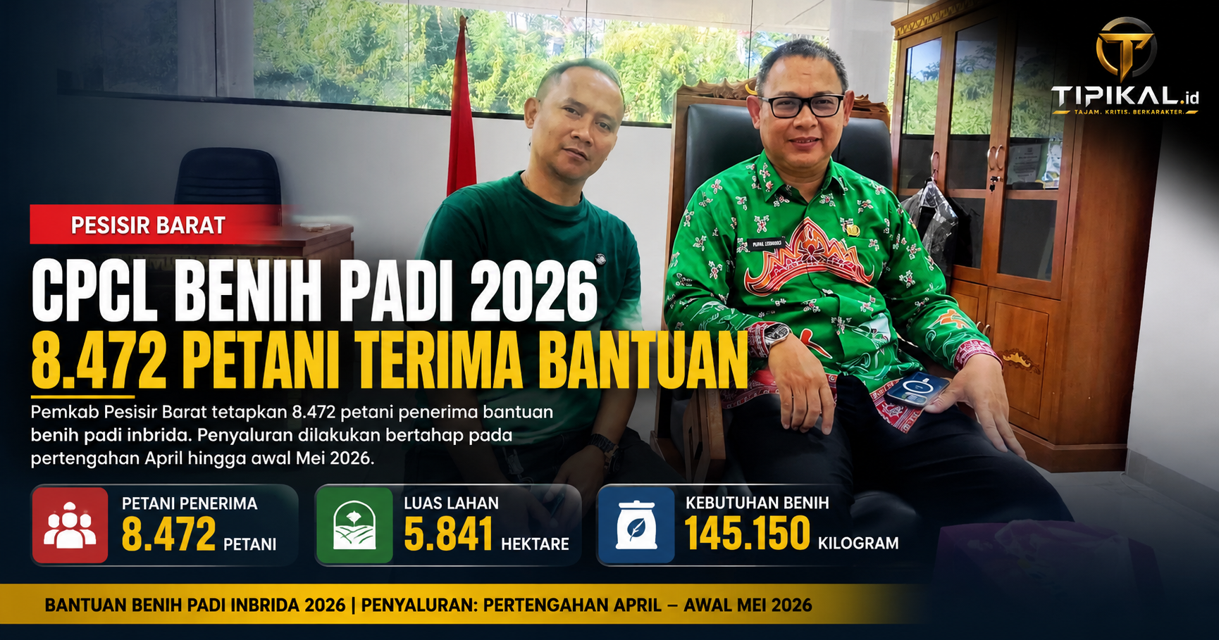 CPCL Benih Padi 2026 Pesisir Barat Tetapkan 8.472 Petani Penerima Bantuan