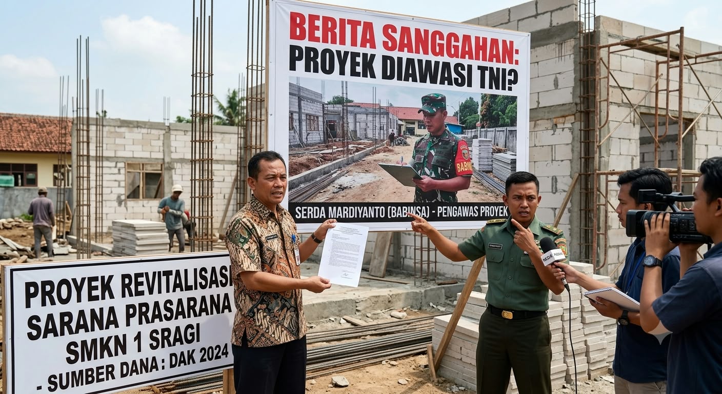Proyek Revitalisasi SMKN 1 Sragi Disorot, Foto TNI Dicatut