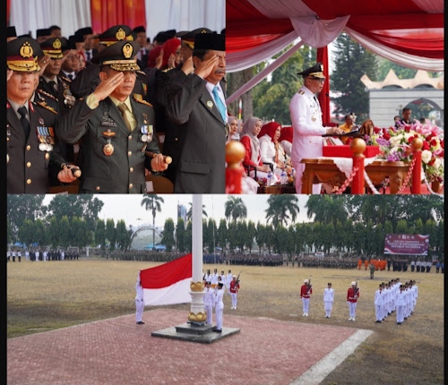 Danrem 043/Gatam Hadiri Upacara HUT Ke-81 RI Tingkat Lampung