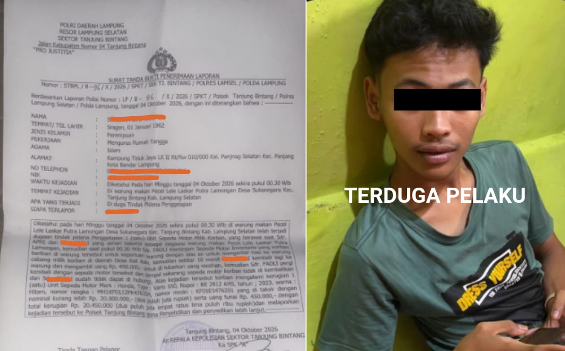 Penggelapan Motor Vario 160 Dilaporkan ke Polsek Tanjung Bintang